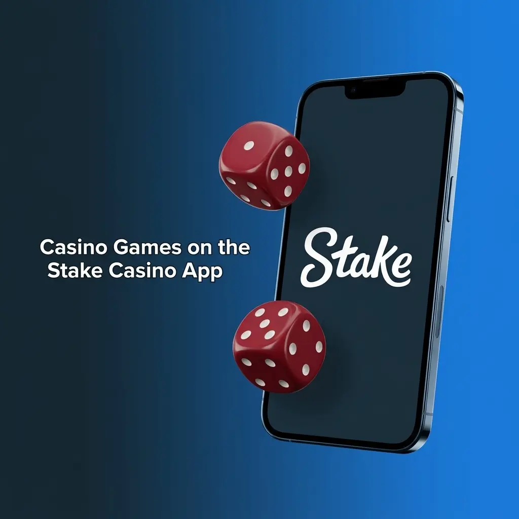 Stake Casino app game categories showing slots, live casino, table games, and Stake Originals on mobile screen