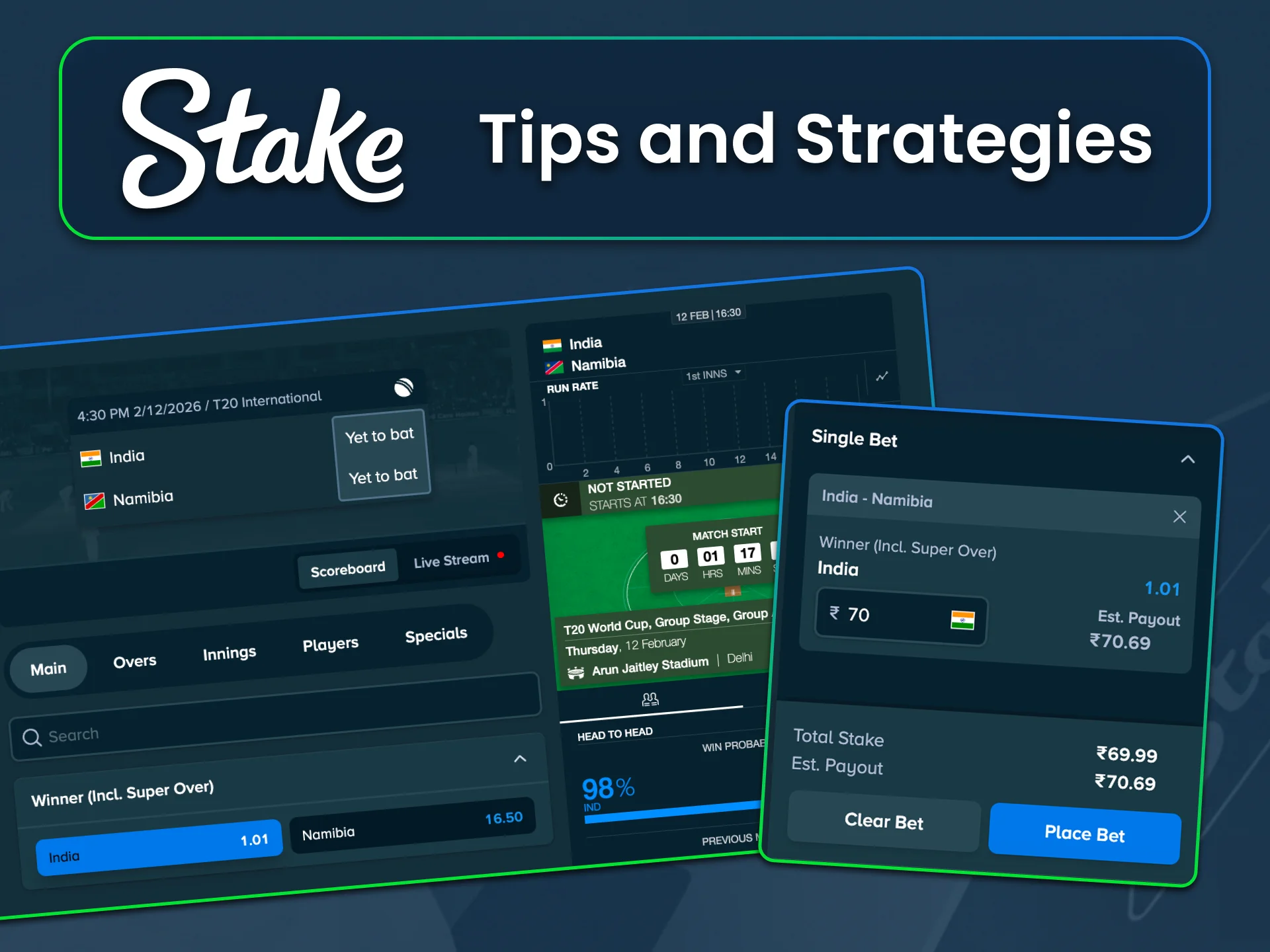 Use cricket betting tips and strategies safely on Stake.
