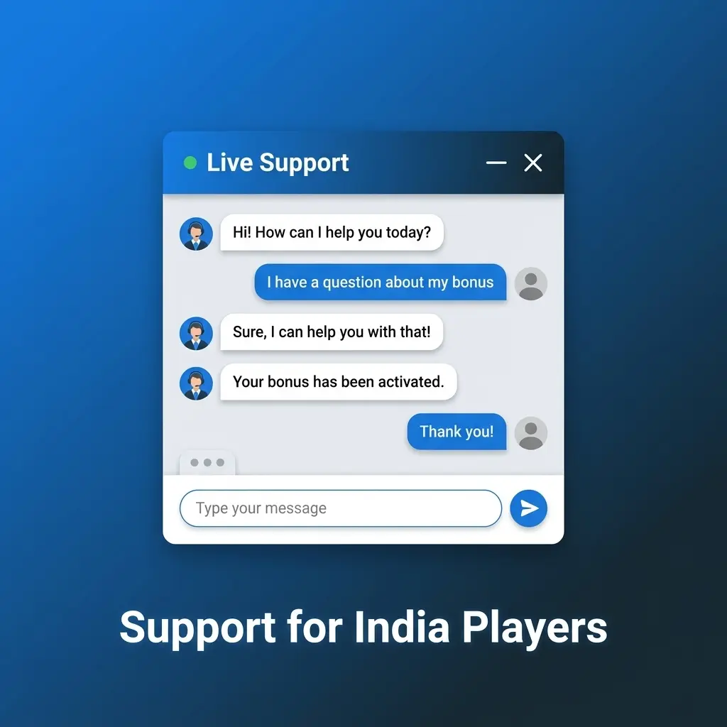 Stake customer support options for India players including live chat, email, and help centre available 24/7